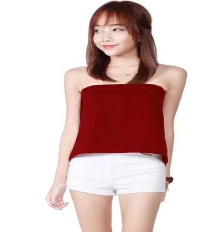Maroon Seamless Strapless Stretchy Tube Top