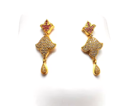 RK White & Pink Necklace Set With EarRings