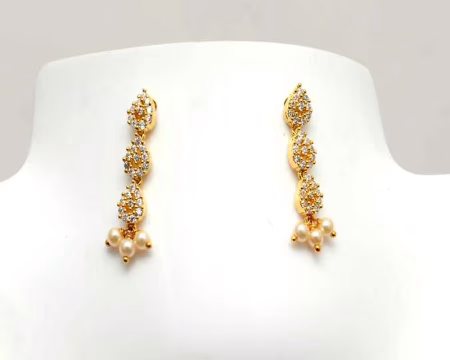 RK Gold & White Necklace Set With EarRings