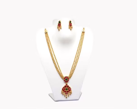 RK Golden Necklace Set With EarRings
