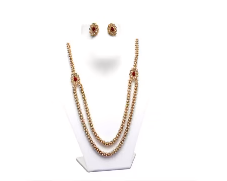 RK gold & White Necklace Set With EarRings