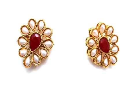 RK gold & White Necklace Set With EarRings