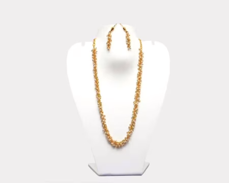 RK Gold & Multi Necklace Set With Ear Rings