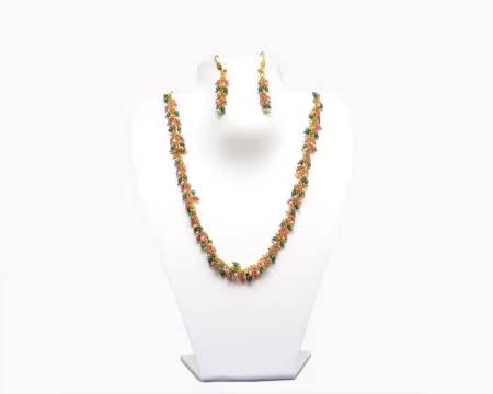 RK Multi color Necklace Set With Ear Rings