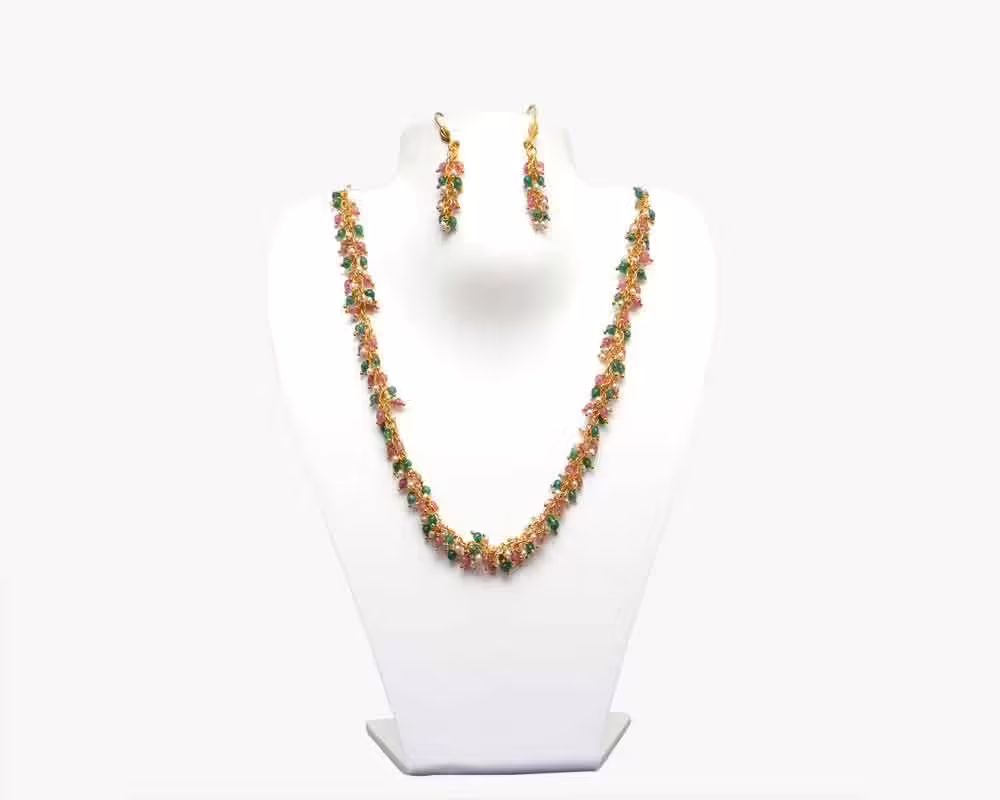 RK Multi color Necklace Set With Ear Rings
