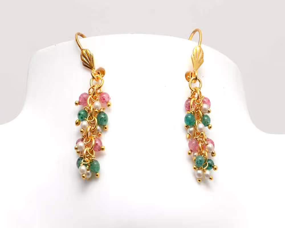 RK Multi color Necklace Set With Ear Rings