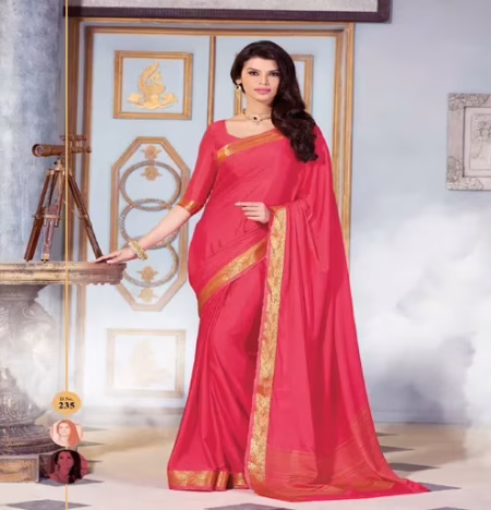 Sindoor Red Color Crepe Silk Saree