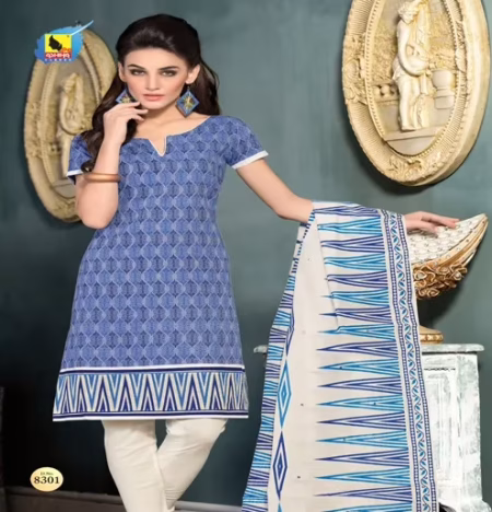 Mahek White & Blue Jacquard Brasso Unstitched Suit