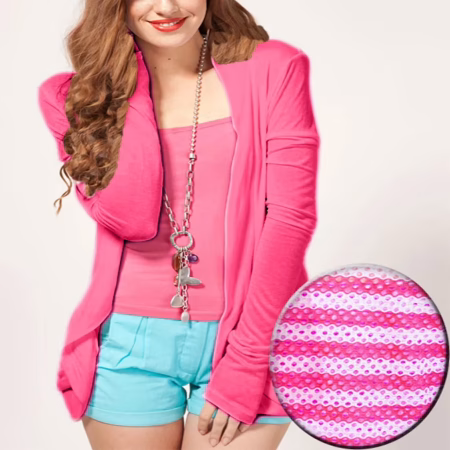Pink Back Power Net Full Sleeves Shrug