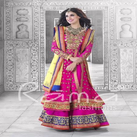 F3 Fashion Dark Pink With Brown Shaded Anarkali Suit
