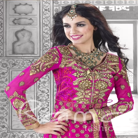 F3 Fashion Dark Pink With Brown Shaded Anarkali Suit