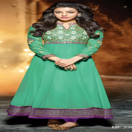 F3 Fashion Sea Green With Blue Shaded Anarkali Suit