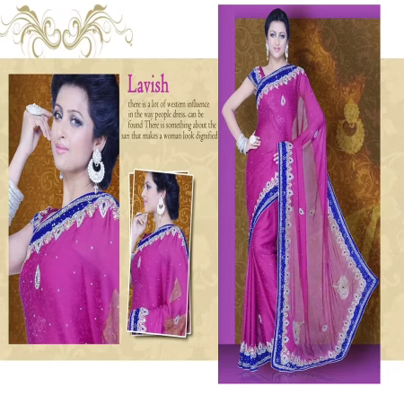 Pazaar Mayuri Byzantium Purple Embroidered Party Saree