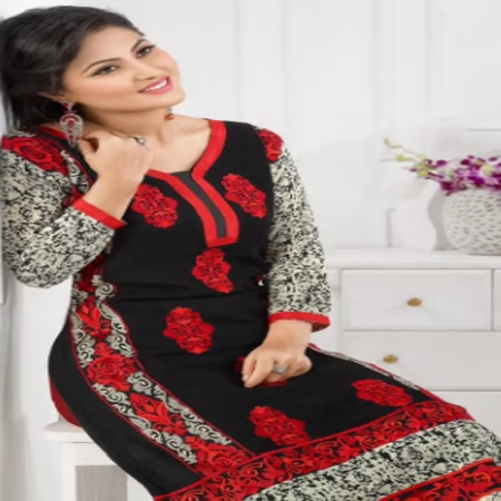 F3 Fashion Dark Red & Brown Straight Cut Pakistani Style Suit