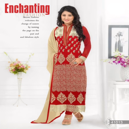 F3 Fashion Dark Red & Brown Straight Cut Pakistani Style Suit