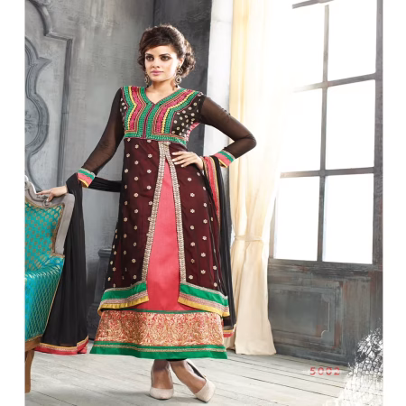 F3 Fashion Black & Pink Anarkali Suit