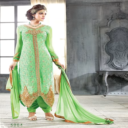 F3 Fashion Green Straight Cut With Brown Shaded Suit