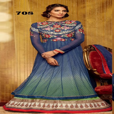 F3 Fashion Elegant Blue Anarkali Suit