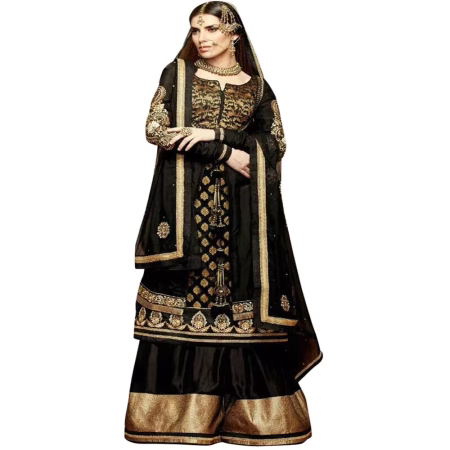 F3 Fashion Jodha Black Anarkali Suit