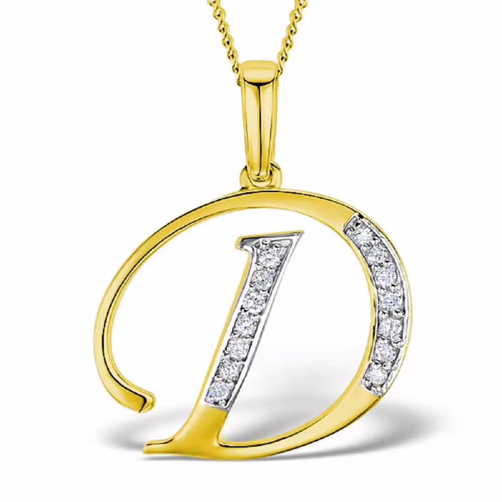 Akruti Creations Sterling Silver Gold Plated Alphabet 'D' Pendant