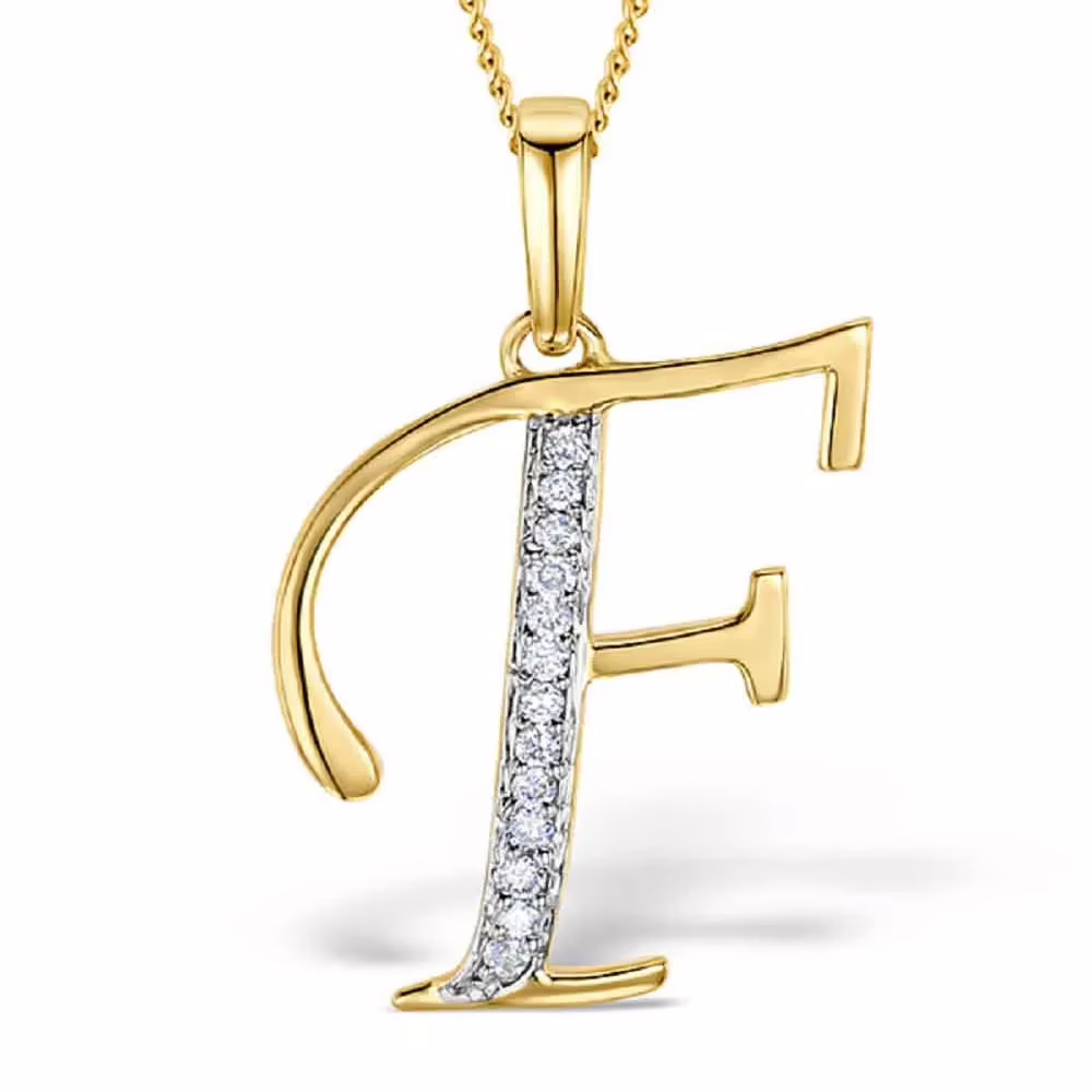 Akruti Creations Sterling Silver Gold Plated Alphabet 'F' Pendant