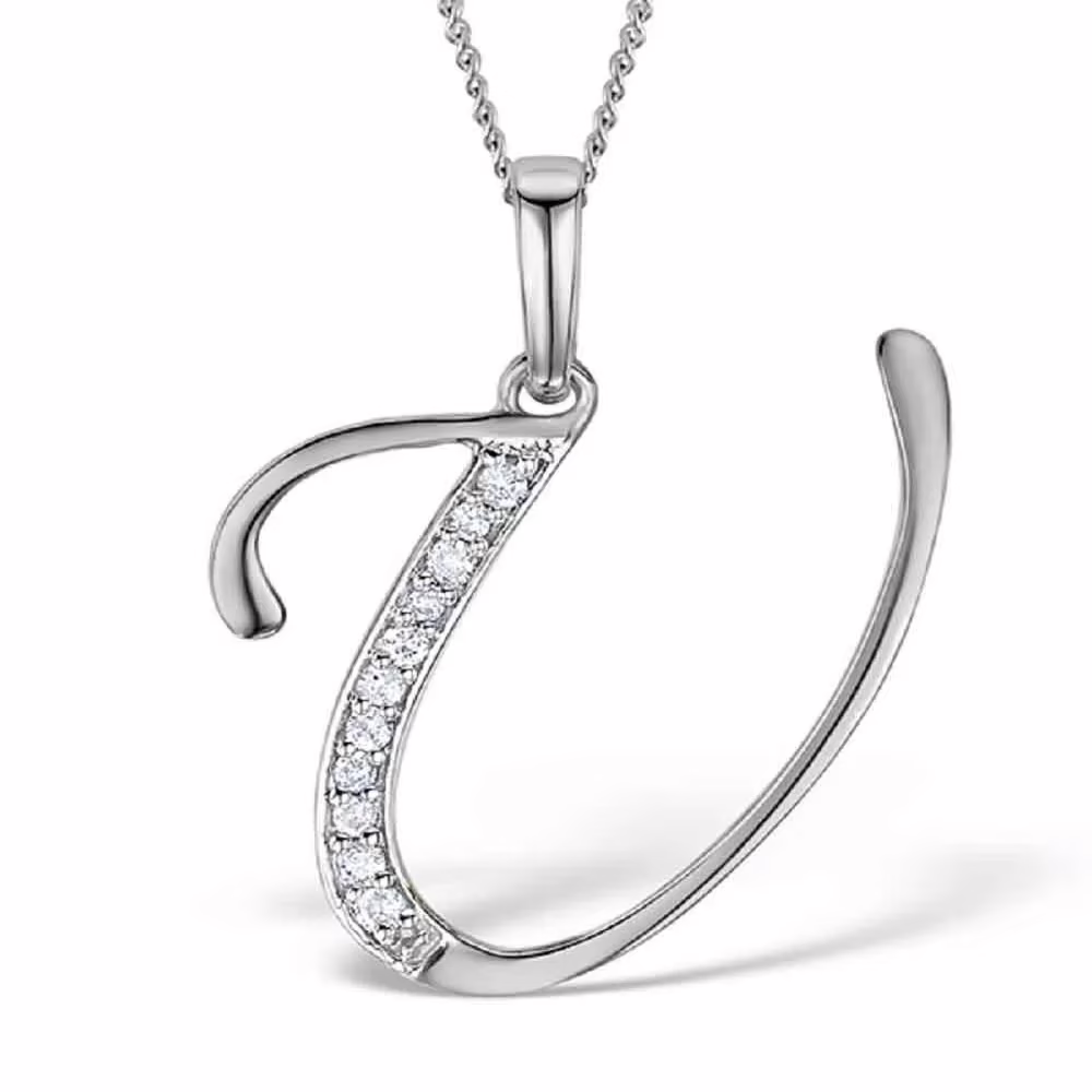 Akruti Creations Sterling Silver Alphabet 'U' Pendant