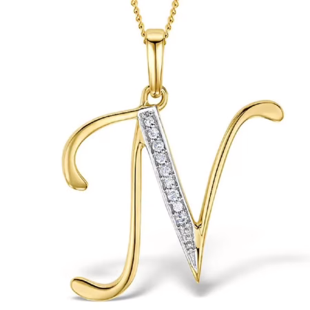 Akruti Creations Sterling Silver Gold Plated Alphabet 'N' Pendant
