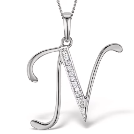 Akruti Creations Sterling Silver Alphabet 'N' Pendant