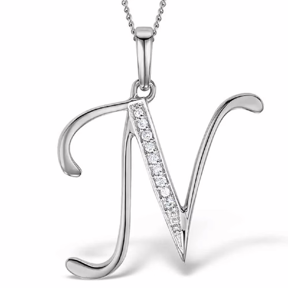 Akruti Creations Sterling Silver Alphabet 'N' Pendant