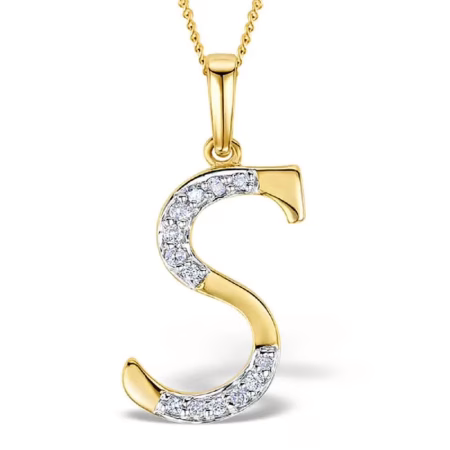 Akruti Creations Sterling Silver Gold Plated Alphabet 'S' Pendant