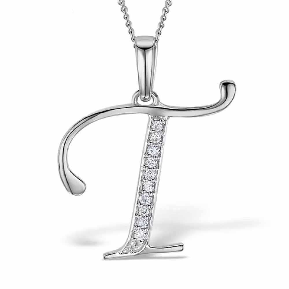 Akruti Creations Sterling Silver Alphabet 'T' Pendant