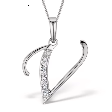 Akruti Creations Sterling Silver Alphabet 'V' Pendant