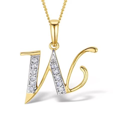 Akruti Creations Sterling Silver Gold Plated Alphabet 'W' Pendant