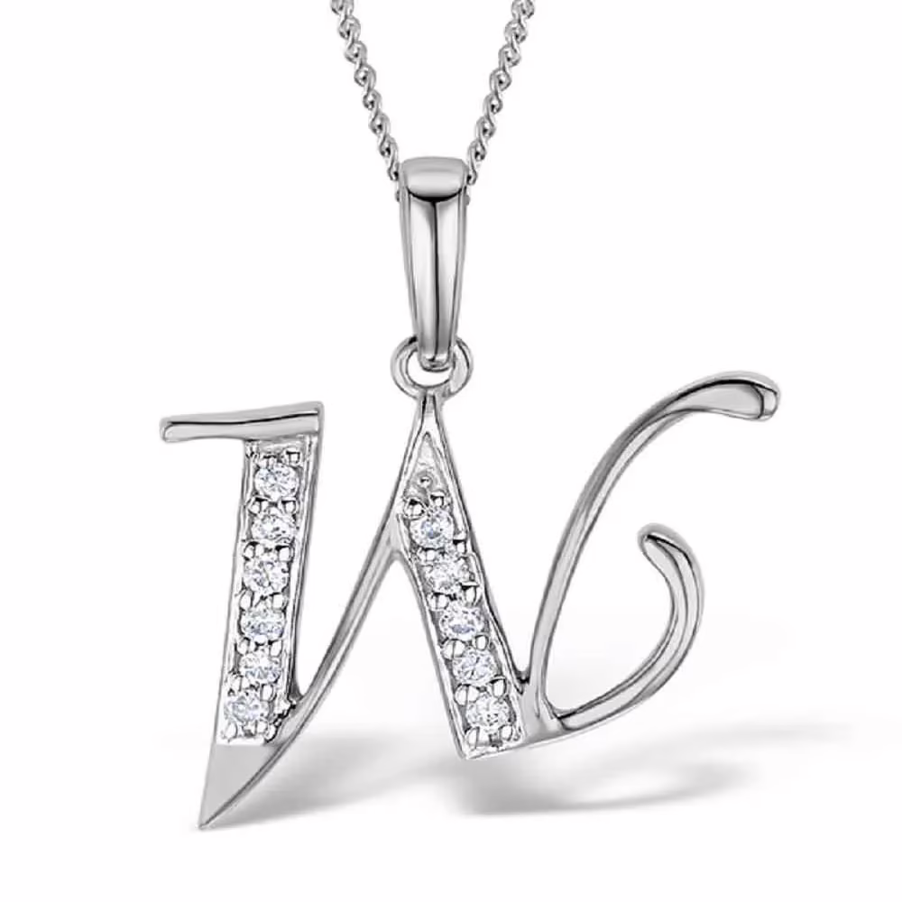 Akruti Creations Sterling Silver Alphabet 'W' Pendant
