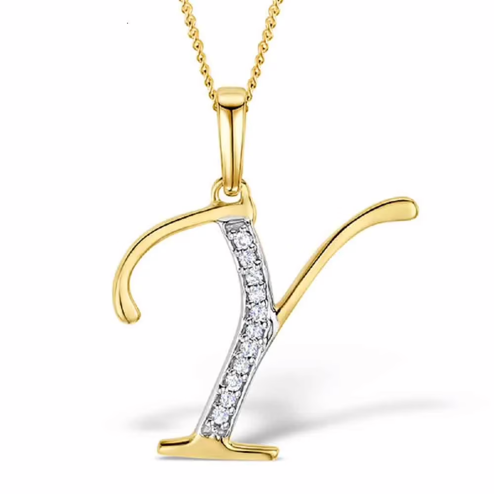 Akruti Creations Sterling Silver Gold Plated Alphabet 'Y' Pendant