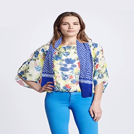 Blue Floral Printed Stole