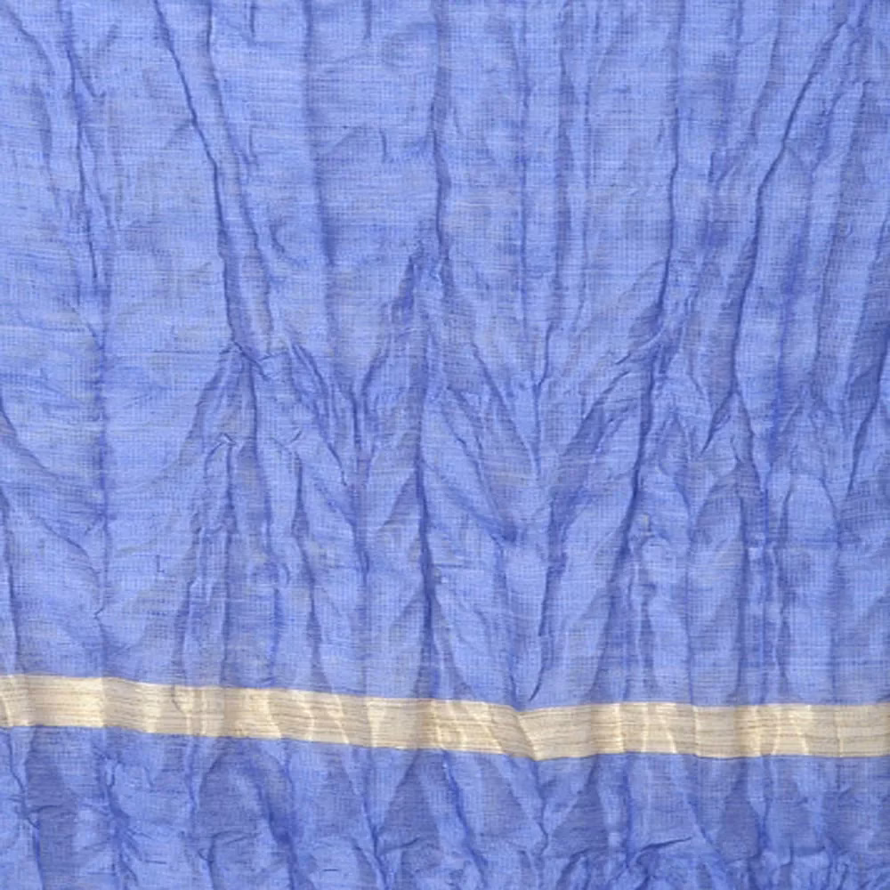 Blue Viscose Blend Golden Bordered Dupatta