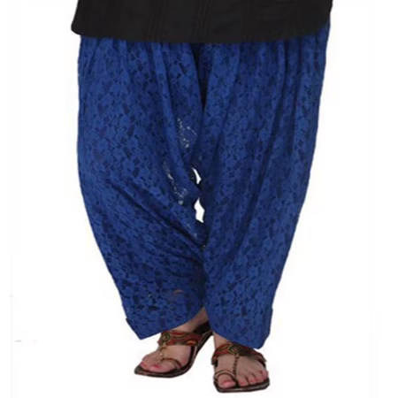 Classy Navy Blue Polyester Net Printed Salwar