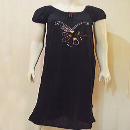 Classy Black Long Hosiery Nightgown