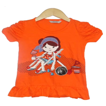 GEORGE- COOL DOLL PRINT ORANGE TOP( 5-7 YEARS)