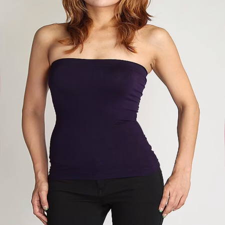 Dark Purple Seamless Strapless Stretchy Tube Top