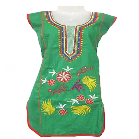 Full Embroidered Green Kurti