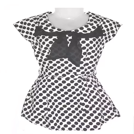 Stylish White & Black Polka Dotted Tie Top