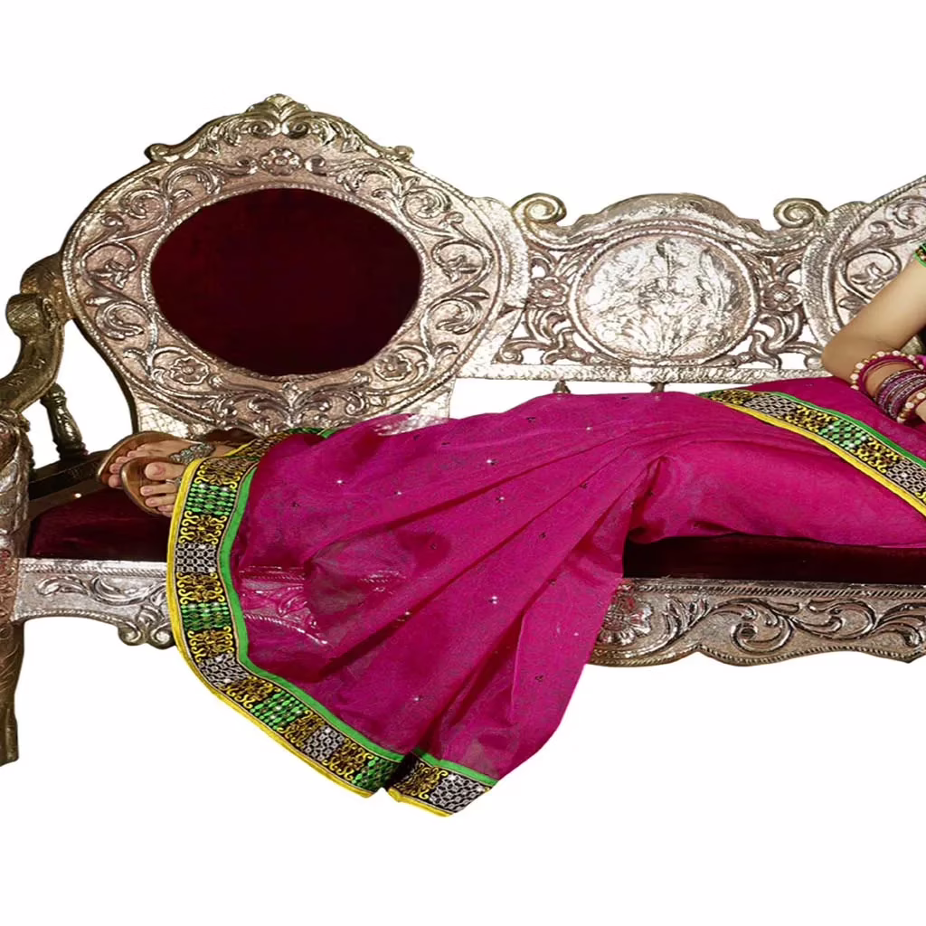 Ambaji Pink Colored Jacquard Printed Saree