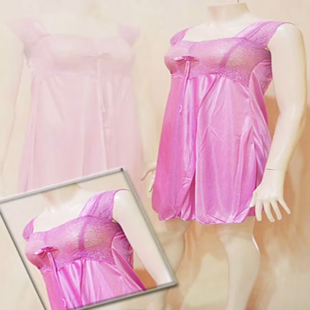 Lace Trim Pink Knee Length Nighty
