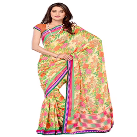 Ambaji Multi Colored Georgette Printed Saree