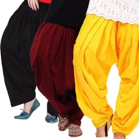 Combo Pack of Yellow, Maroon & Black Patiala Salwar