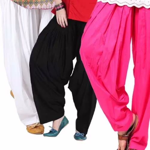 Pack of 3 Pink, Black & White Patiala Salwar