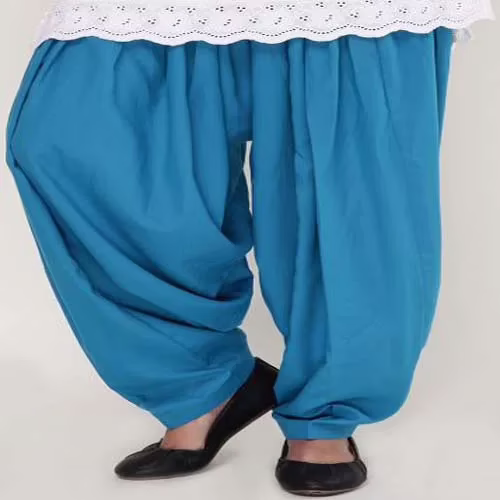 Turquoise Blue Cotton Patiala Salwar