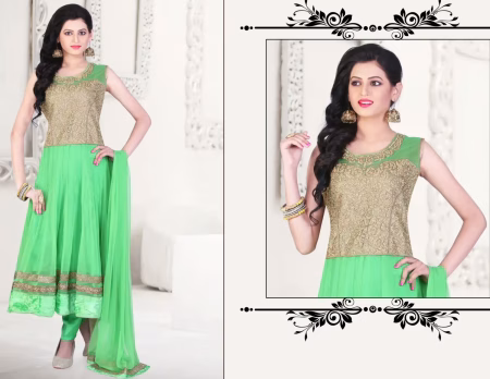 Pazaar Kaanchi Light Green Embroidered Anarkali Salwar Kameez